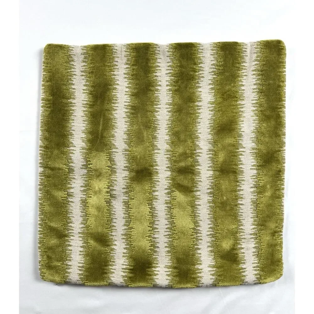 Chartreuse Velvet Throw Pillow Case Green Cream Stripe Smithy Home Couture